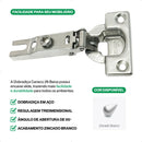 Kit 12 Dobradiças Aço Guarda Roupa Armário 26mm Colo Baixo