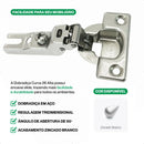 Kit 02 Dobradiças Aço Guarda Roupa Armário 26mm Colo Alto